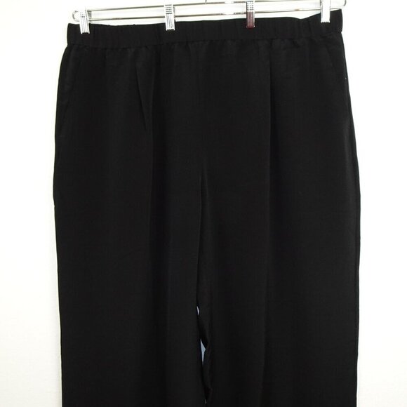 Eileen Fisher Silk Wide Leg Pants Women's Plus Size 3X Black Pleated Full Length - Picture 2 of 9